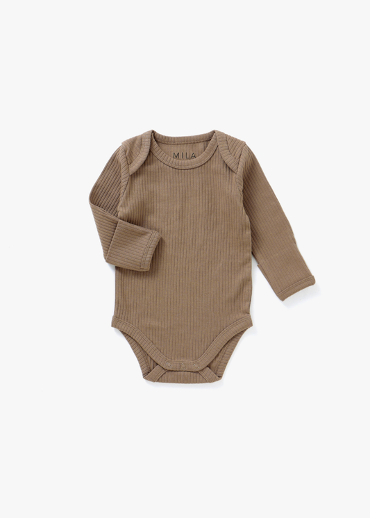 Mila & Co. Ribbed Bodysuit in Cappuccino
