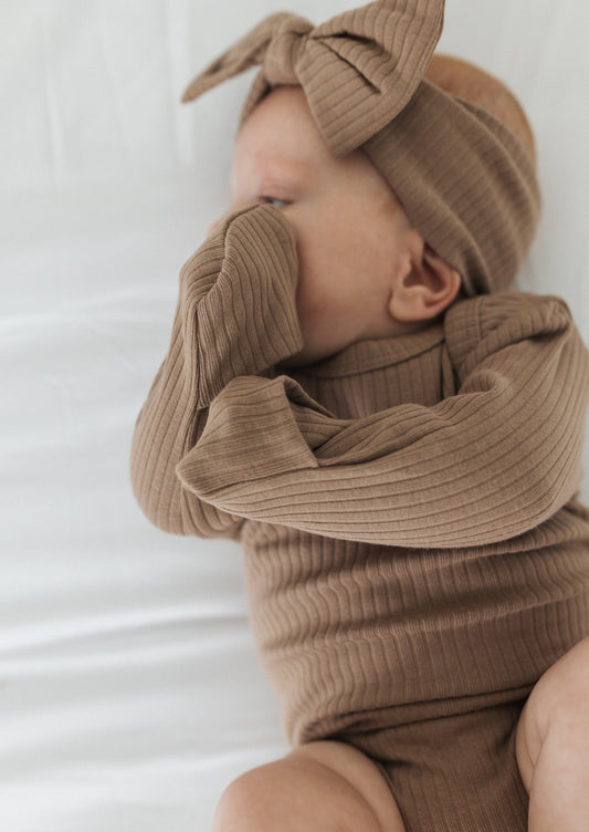 Mila & Co. Ribbed Bodysuit in Cappuccino