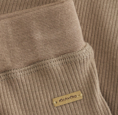 Minymo Ribbed Drawstring Pant in Taupe