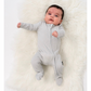 Belan J Ribbed Bamboo Footed Sleeper in Silver Cloud