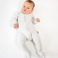 Belan J Ribbed Bamboo Footed Sleeper in Silver Cloud