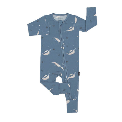 Belan J Foldover Cuff Footless Bamboo Sleeper in Belugas