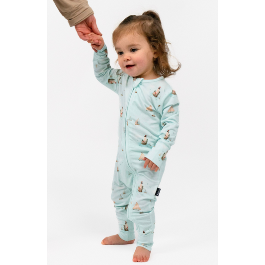 Belan J Foldover Cuff Footless Bamboo Sleeper in Light House