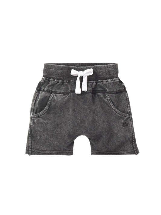 Little Bipsy Acid Wash Raw Edge Harem Short in Black