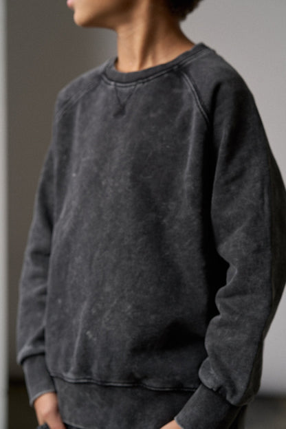 Little Bipsy Acid Wash Crewneck in Black