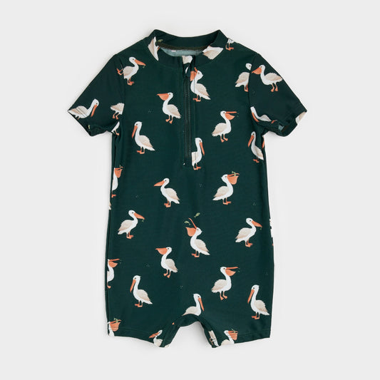 Petit Lem Swim Romper in Pelicans