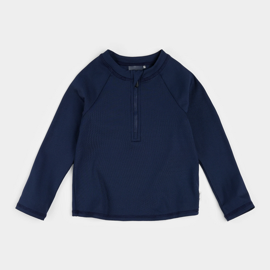 Petit Lem Long Sleeved Ribbed Rashguard Shirt in Dress Blues