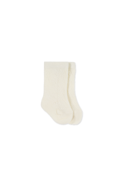 Jamie Kay Cable Weave Knee High Sock in Plaster