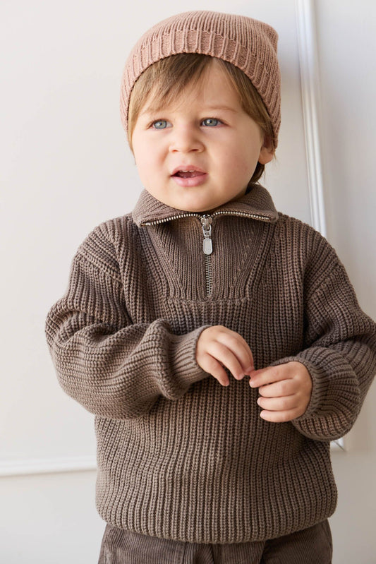 Jamie Kay Nicholas Half Zip Jumper in Tiger Fleck