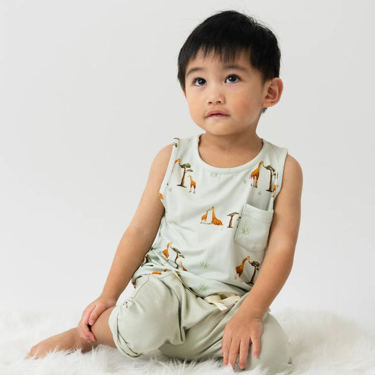 Belan J Bamboo Pocket Tank Top in Giraffes
