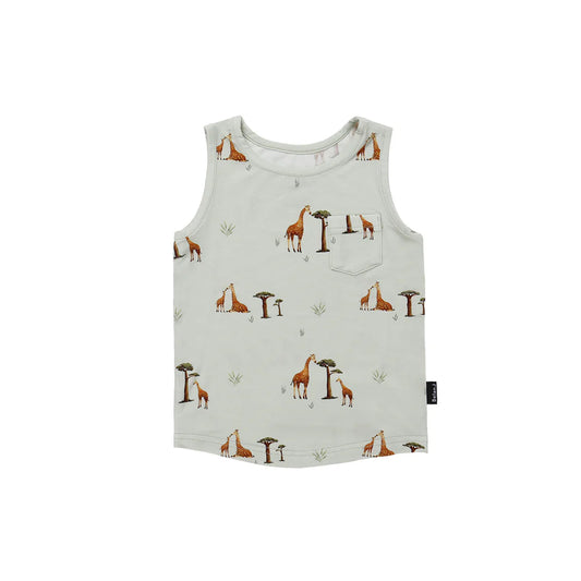 Belan J Bamboo Pocket Tank Top in Giraffes
