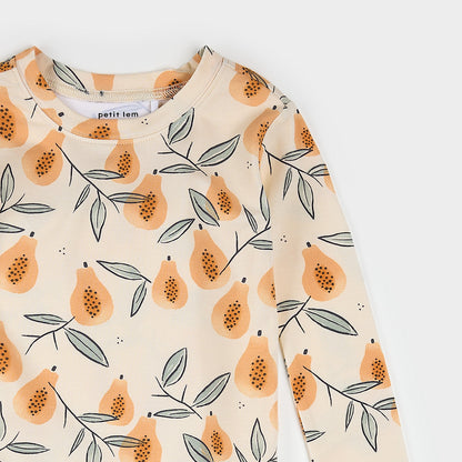 Petit Lem Jersey 2 Piece PJ Set in Papaya