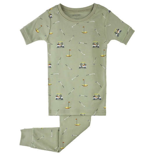 Petit Lem 2 Piece Short Sleeve Pj Set in Golf
