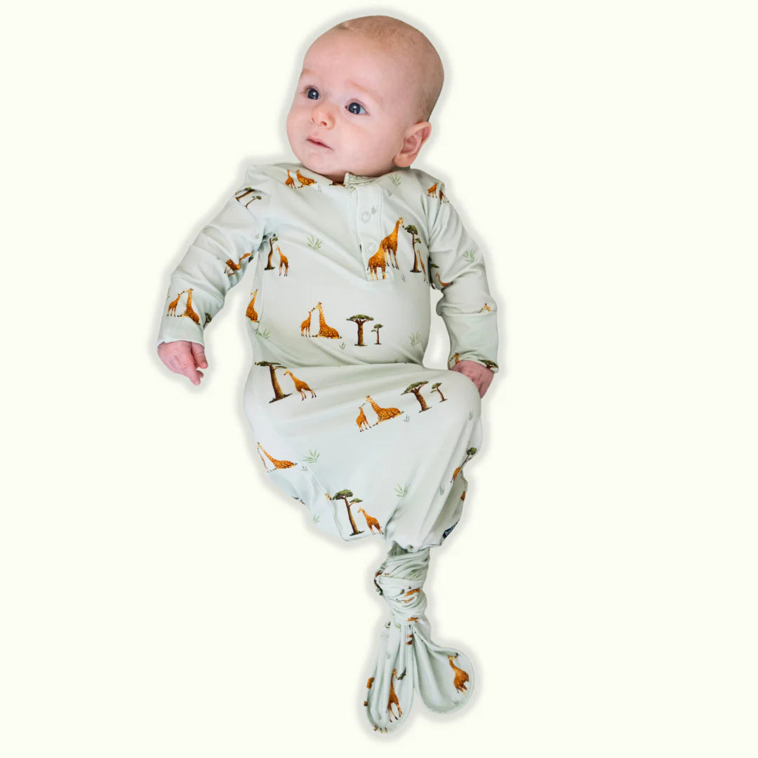 Belan J Knotted Sleep Gown in Giraffes
