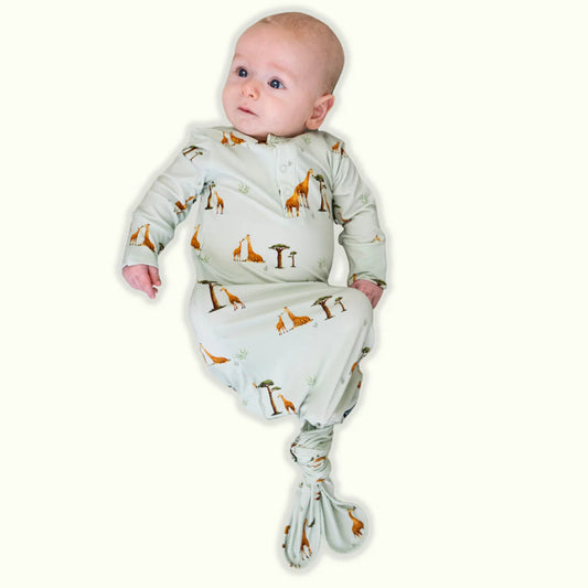 Belan J Knotted Sleep Gown in Giraffes