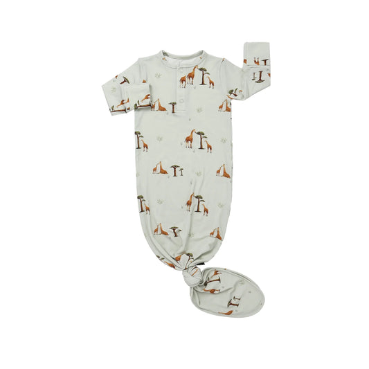 Belan J Knotted Sleep Gown in Giraffes