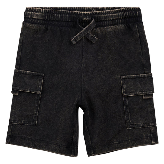 Miles the Label Acid Wash Cargo Short in Black
