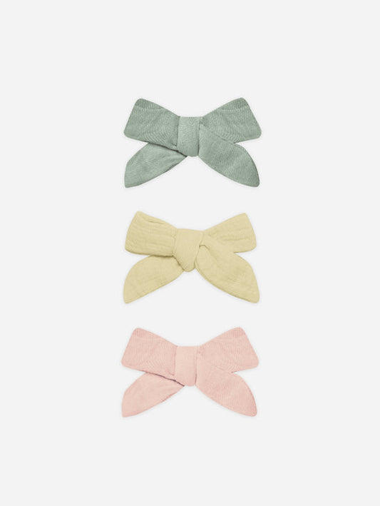 Quincy Mae Bow with Clip Set in Sage/Yellow/Melon