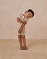 Quincy Mae Waffle Shortie Set in Oat Stripe