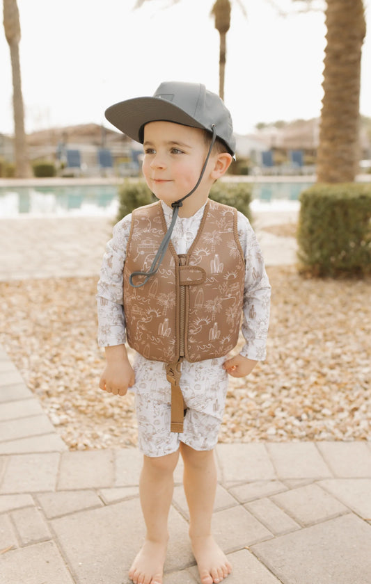 Current Tyed Swim Vest in California Brown