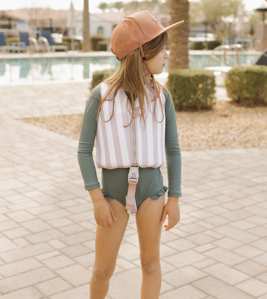 Current Tyed Swim Vest in Purple Stripes