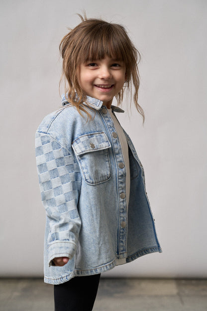 Little Bipsy Checkered Denim Shacket