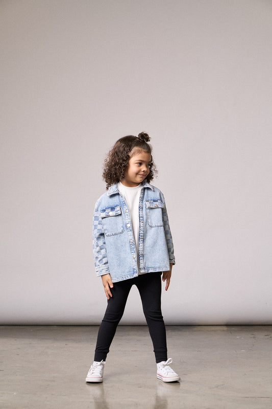 Little Bipsy Checkered Denim Shacket