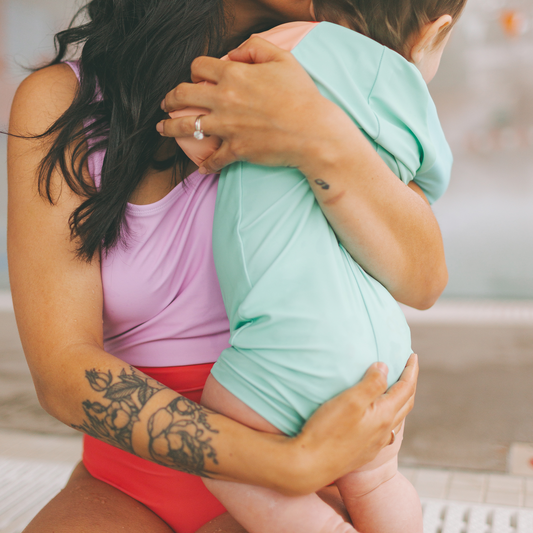 Honeysuckle Swim X Jax & Lennon Shorty Sunsuit in Ice Pop Colour Block