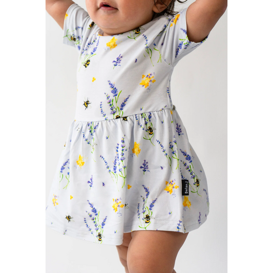 Belan J Bamboo Short Sleeve Skirted Onesie in Sweet B