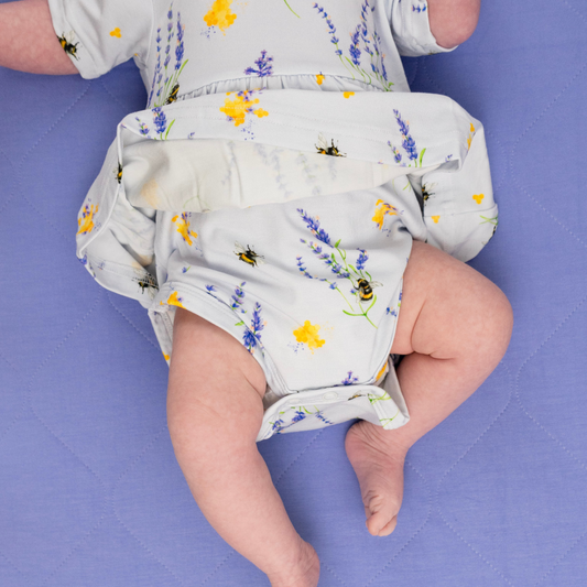 Belan J Bamboo Short Sleeve Skirted Onesie in Sweet B