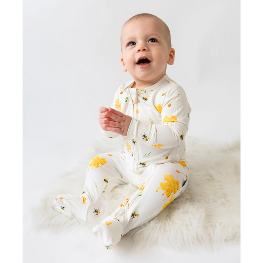 Belan J Foldover Cuff Footless Bamboo Sleeper in Honey Bee
