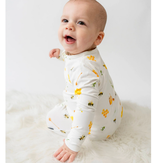 Belan J Foldover Cuff Footless Bamboo Sleeper in Honey Bee