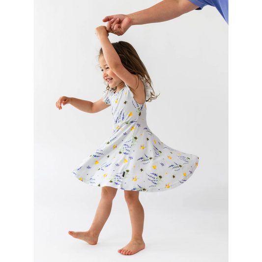 Belan J Ruffled Sleeve Twirl Dress in Sweet B