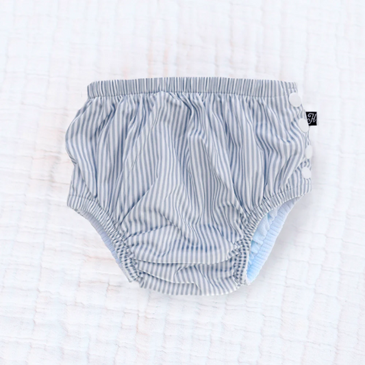 Honeysuckle Swim Diaper in Faux Seersucker Gray