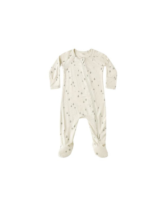 Quincy Mae Bamboo Zip Footie in Trees
