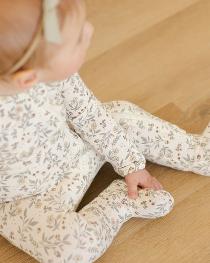 Quincy Mae Bamboo Zip Footie in Woodland