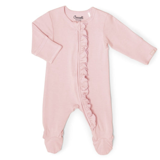 Coccoli Modal Ruffle Footed Sleeper in Pink
