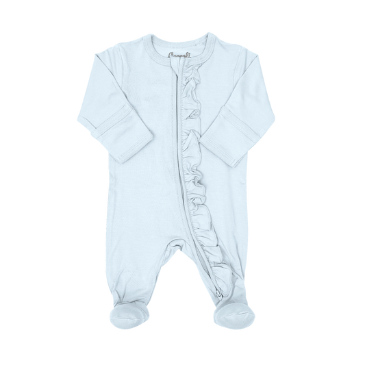 Coccoli Modal Ruffle Footed Sleeper in Sky Blue