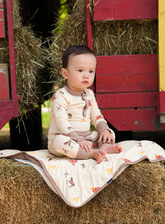 Belan J Long Sleeve Pocket Romper in Hay Neighbour
