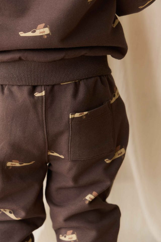 Jamie Kay Organic Cotton Dominic Trackpant in Pilot Planes Bistre