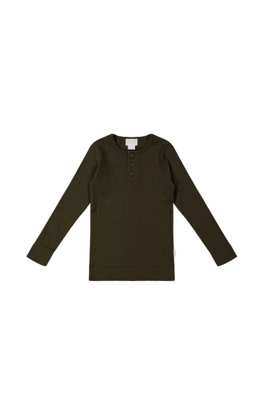 Jamie Kay Organic Cotton Modal Henley Top in Bistre