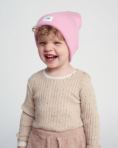 7AM Enfant Heather Beanie in Light Pink