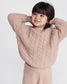7AM Enfant Fuzzy Boxy Cable Sweater in Pecan