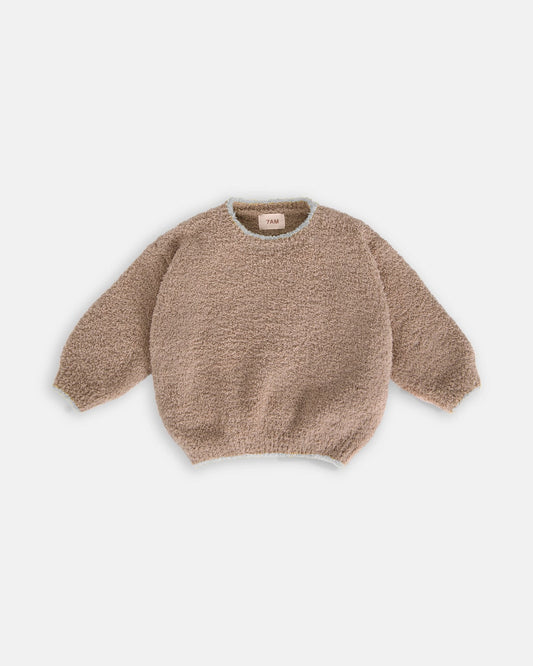 7AM Enfant Fuzzy Boxy Sweater in Taupe