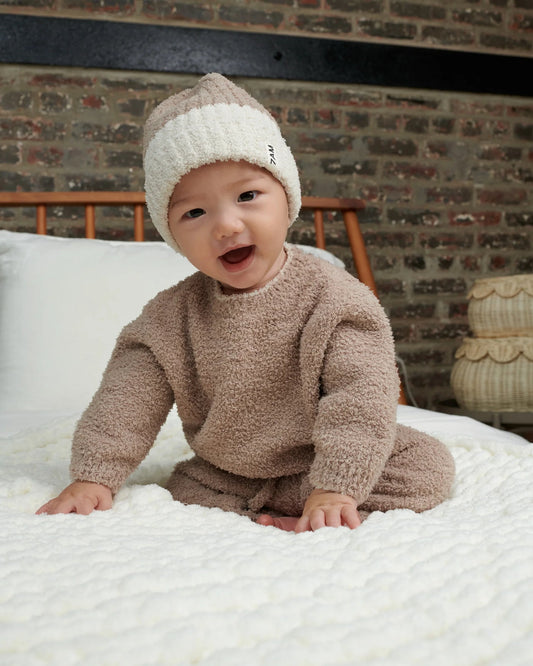 7AM Enfant Fuzzy Boxy Sweater in Taupe