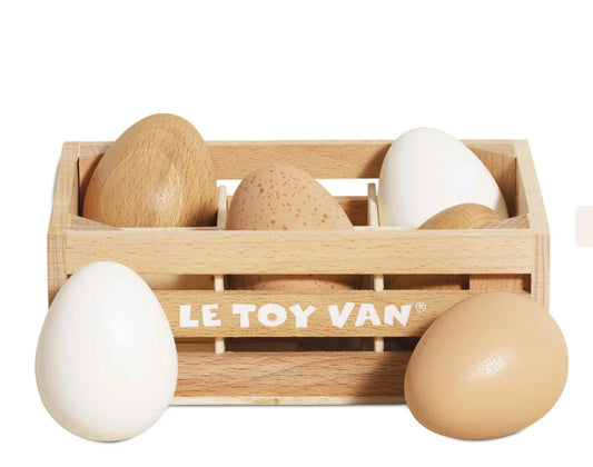 Le Toy Van Wooden Market Crate - Farm Eggs