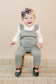 Mebie Baby Sage Green Ruffle Knit Overalls