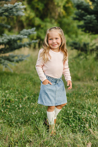 Mebie Baby Pink Pointelle Long Sleeve Tee