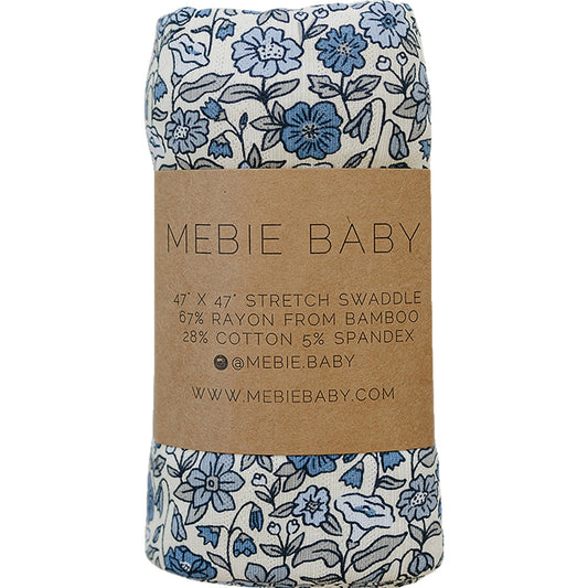 Mebie Baby Pointelle Bamboo Stretch Swaddle in Bluebell