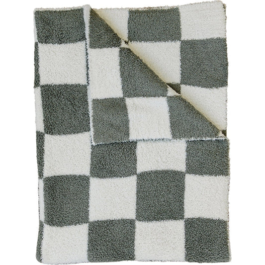 Mebie Baby Green Checkered Plush Blankets